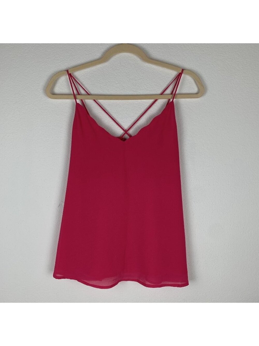 ✨3/$30 Naked Zebra M Hot Pink Scalloped Edge Tank Top Cami Blouse Strappy Barbie